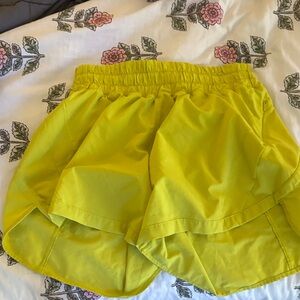 Women's Elastic Waist Yellow Athletic Shorts
